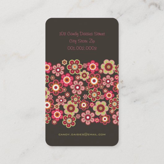 Süße rosa visitenkarte (Rückseite)