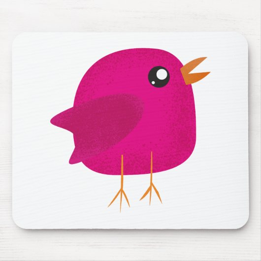 Süße rosa Vogelillustration Mousepad (Vorne)