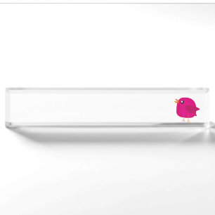 Süße rosa Vogelillustration Namensplakette