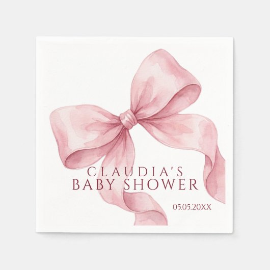 Süße rosa Wasserfarbe-Bogen-Baby-Party Serviette (Vorderseite)