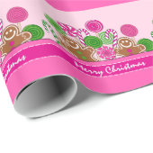 Süße rosa Weihnachts-Pfefferkuchen Geschenkpapier (Rolleneckpunkt)