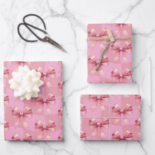 Süße rosa Weihnachtsbögen Geschenkpapier Set