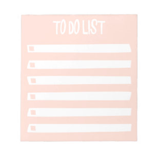 Süße Rosa Weiße Einfache Mädchen To-Do-Liste Notizblock