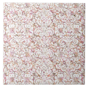 Süße rosa weiße vintage Blumenmuster Fliese
