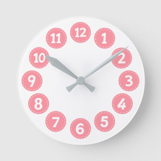 Süße rosa Zahlen Runde Wanduhr (Vorderseite)