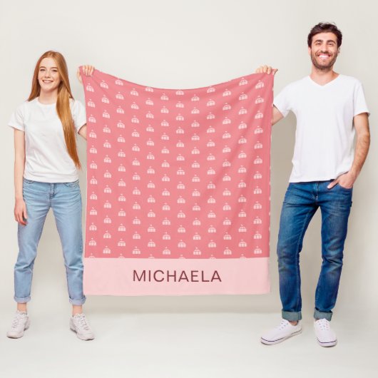 Süße rosa Zirkuszelt Personalisiert Fleecedecke (Beispiel)