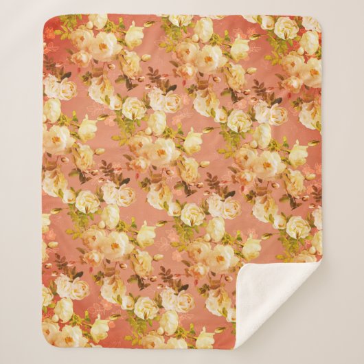 Süße Rose auf Orange Sherpadecke (Vorderseite)
