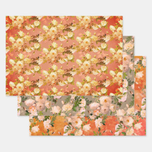 Süße Rose auf Rot Geschenkpapier Set