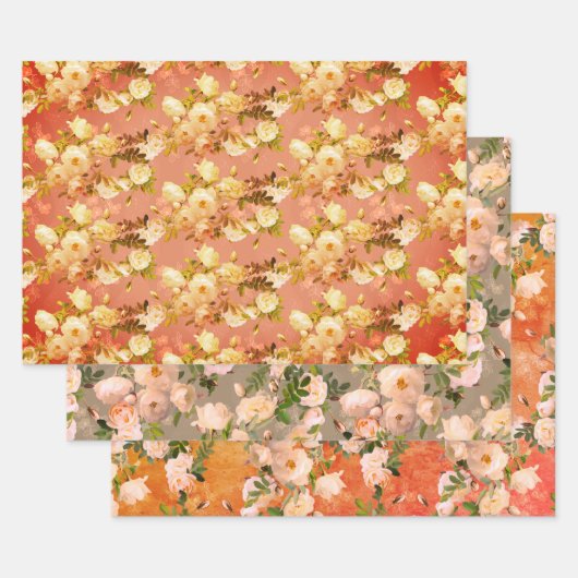 Süße Rose auf Rot Geschenkpapier Set (Set)