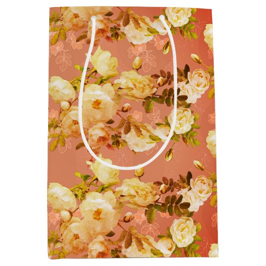 Süße Rose auf Rot Mittlere Geschenktüte (Vorderseite)