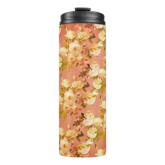 Süße Rose auf Rot Thermosbecher (Vorderseite)
