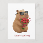 Süße Rose Capybara Ich Liebe Dich Benutzerdefinier Postkarte (Vorderseite)