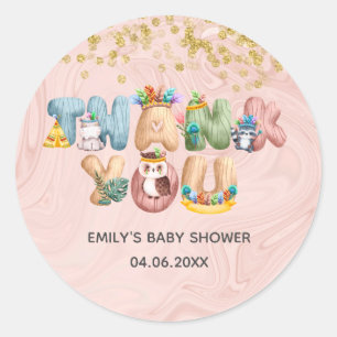 Süße Rose Gold Marmor Baby Shower Tier Dankeschön Runder Aufkleber