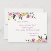 Süße Rose Wasserfarbe wirst du meine Bridesmaid se Einladung (Rückseite)
