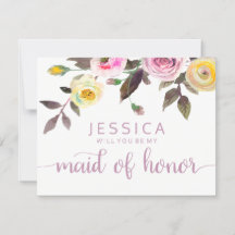 Süße Rose Wasserfarbe wirst du meine Trauzeugin se