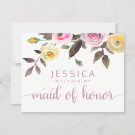 Süße Rose Wasserfarbe wirst du meine Trauzeugin se Einladung