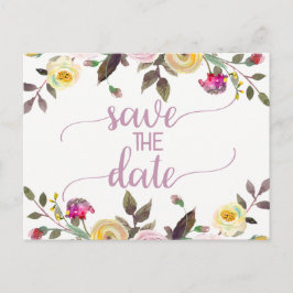 Süße Rose Wasserfarbenblütenhochzeit Sichern Sie d Ankündigungspostkarte