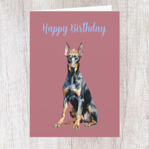 Süße Roségold-Dobermann-Geburtstagskarte Karte