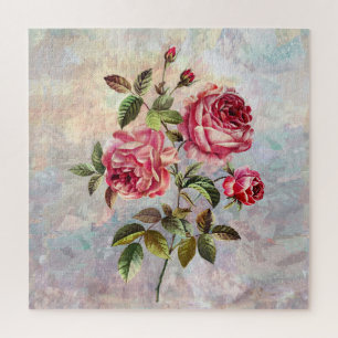 Süße Rosen auf texturiertem Hintergrund Puzzle