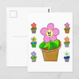Süße Rosige Posy Topfpflanzen Postkarte
