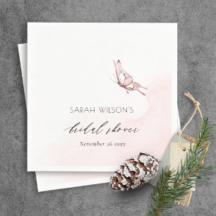 SÜSSE ROSIGE WATERCOLOR SCHMETTERLING HOCHZEITSPAA SERVIETTE