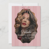 Süße rot gestreifte Schleife Foto-Abschluss Ankündigung (Vorderseite)