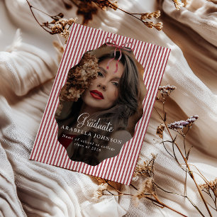 Süße rot gestreifte Schleife Foto-Abschluss Ankündigung