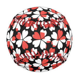 Süße rot-weiße Blumenmuster Baseball