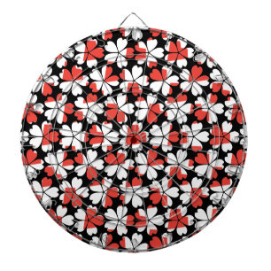 Süße rot-weiße Blumenmuster Dartscheibe