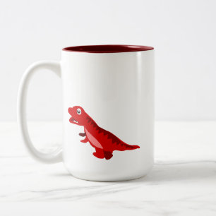 Süße rote Cartoon-T-Rex-Dinosaurier-Kaffeetasse Zweifarbige Tasse