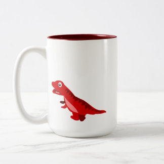 Süße rote Cartoon-T-Rex-Dinosaurier-Kaffeetasse Zweifarbige Tasse