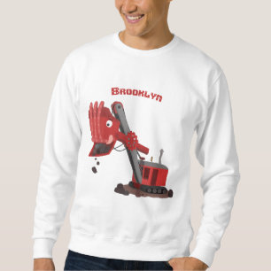 Süße rote Dampfschaufel Bagger Cartoon-Illustratio Sweatshirt
