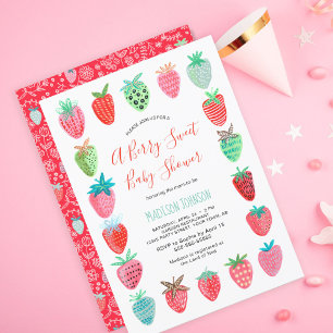 Süße rote Erdbeere Baby Shower Budget-Einladung