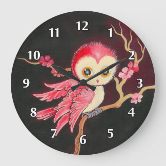 Süße Rote Eule Große Wanduhr
