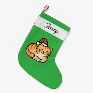 Süße rote getigerte Katze mit individuellem Namen Kleiner Weihnachtsstrumpf