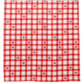 Süße rote Gingham-Tomaten Duschvorhang (Vorderseite)