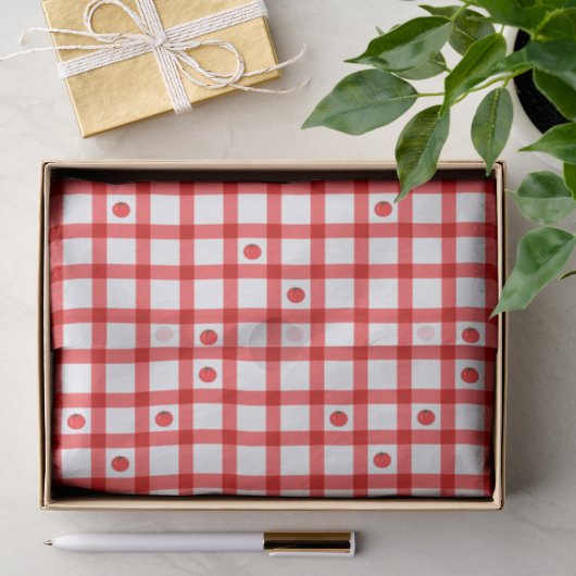 Süße rote Gingham-Tomaten Seidenpapier (Geschenk)