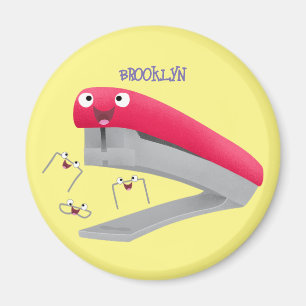 Süße rote glückliche Tacker-Cartoon-Illustration  Magnet