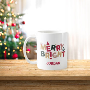 Süße rote grüne fröhliche und helle Weihnachten Kaffeetasse