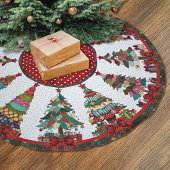 Süße rote grüne Patchwork-Weihnachtsbäume Polyester Weihnachtsbaumdecke