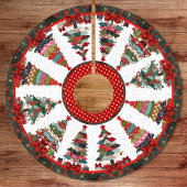 Süße rote grüne Patchwork-Weihnachtsbäume Polyester Weihnachtsbaumdecke