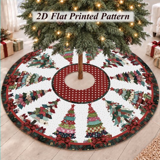 Süße rote grüne Patchwork-Weihnachtsbäume Polyester Weihnachtsbaumdecke