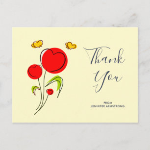Süße rote Herzblumen-Illustration Danke Postkarte