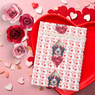 Süße rote Herzen Berner Hundeliebhaber Valentinsge Geschenkpapier