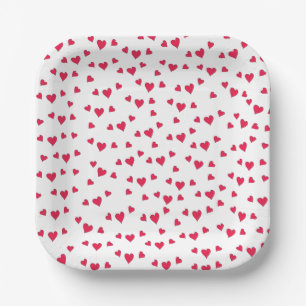 Süße rote Herzen Minimalistischer Whimsical Einfac Pappteller