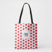 Süße rote Herzen Monogramm personalisiert Tasche (Vorderseite)
