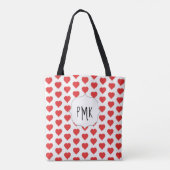 Süße rote Herzen Monogramm personalisiert Tasche (Rückseite)