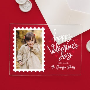 Süße rote Herzen Stempel Foto Valentinstag Acryleinladungen
