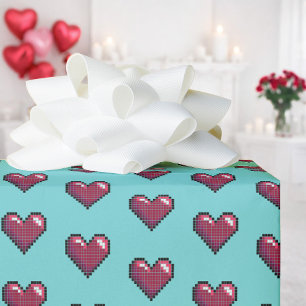 Süße rote Herzen Valentinstag 80er Retro-Muster Geschenkpapier