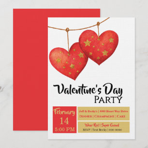 Süße rote Herzen Valentinstag Party Einladung